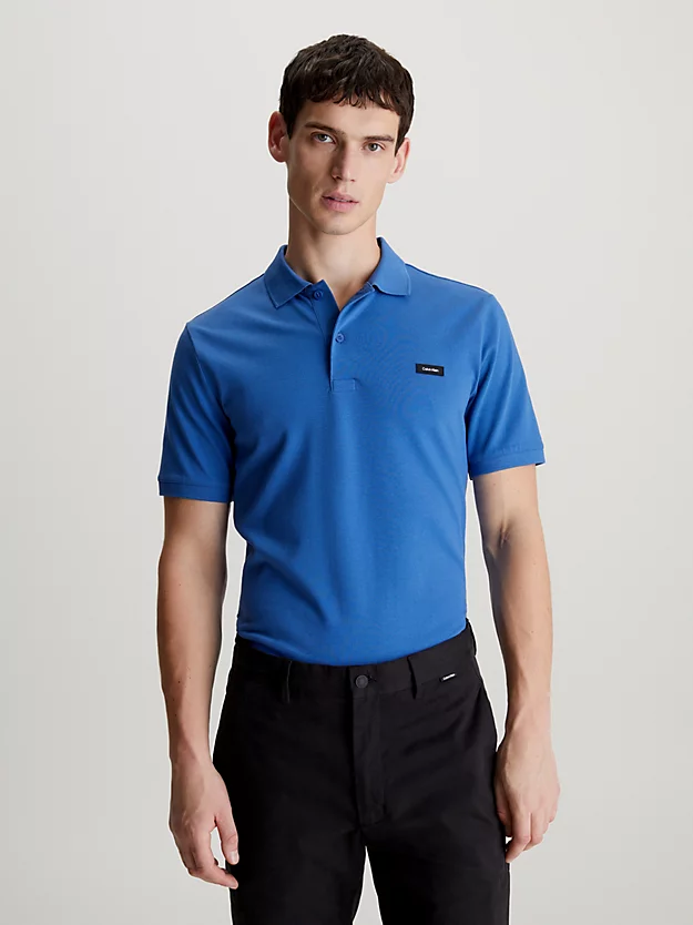 Camisa polo de corte justo com gola elástica em piqué