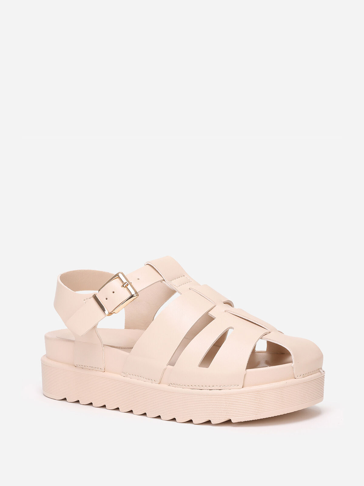 Sandales à plateforme crantée- Beige