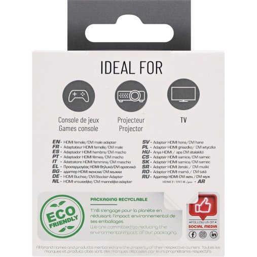 Adaptateur bi-directionnel t'nb hdmi-dvi prise en charge de la resolution jusqu'a      1080p full hd coloris noir