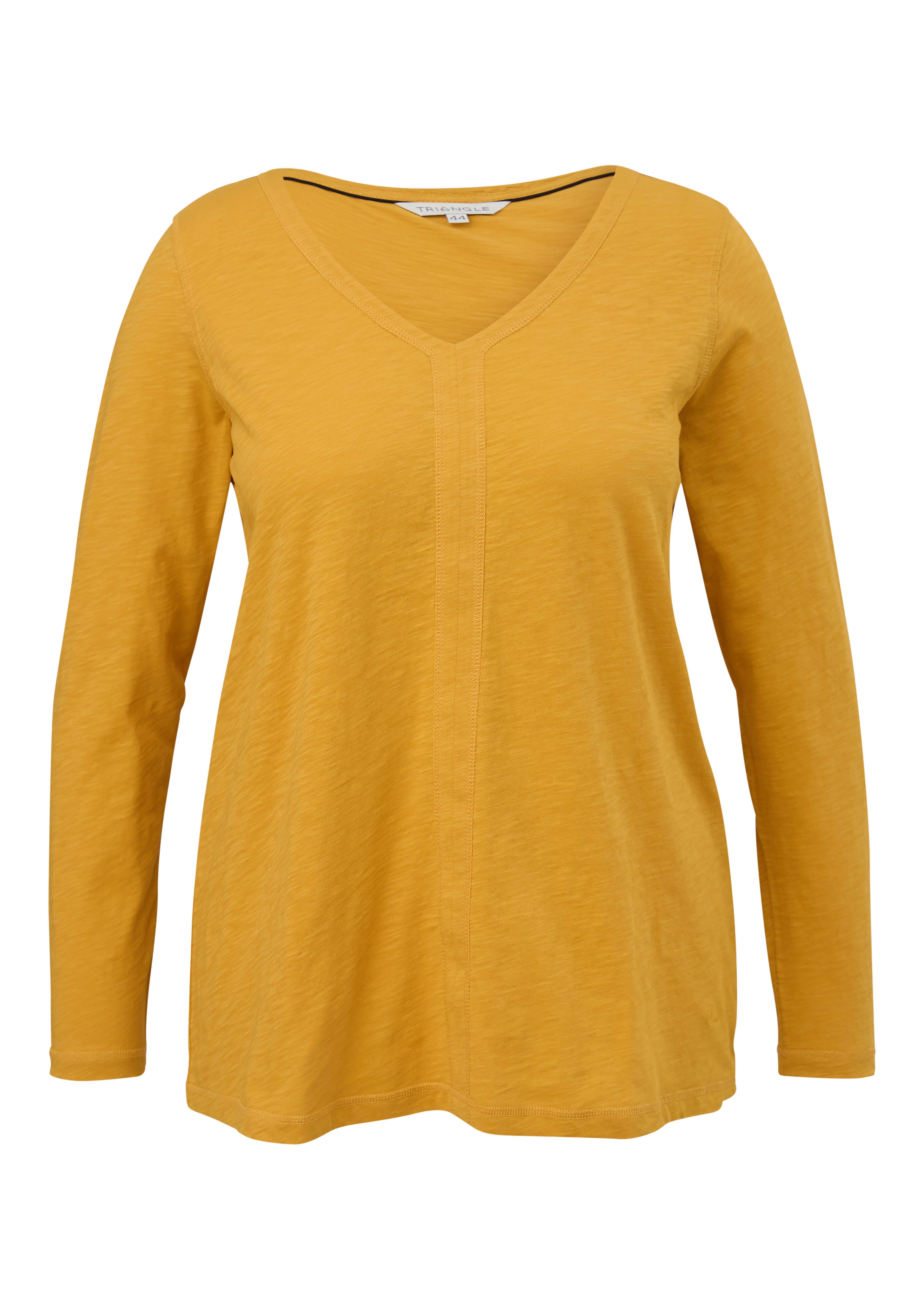 Langarmshirt mit V-Ausschnitt und Teilungsnaht vorn