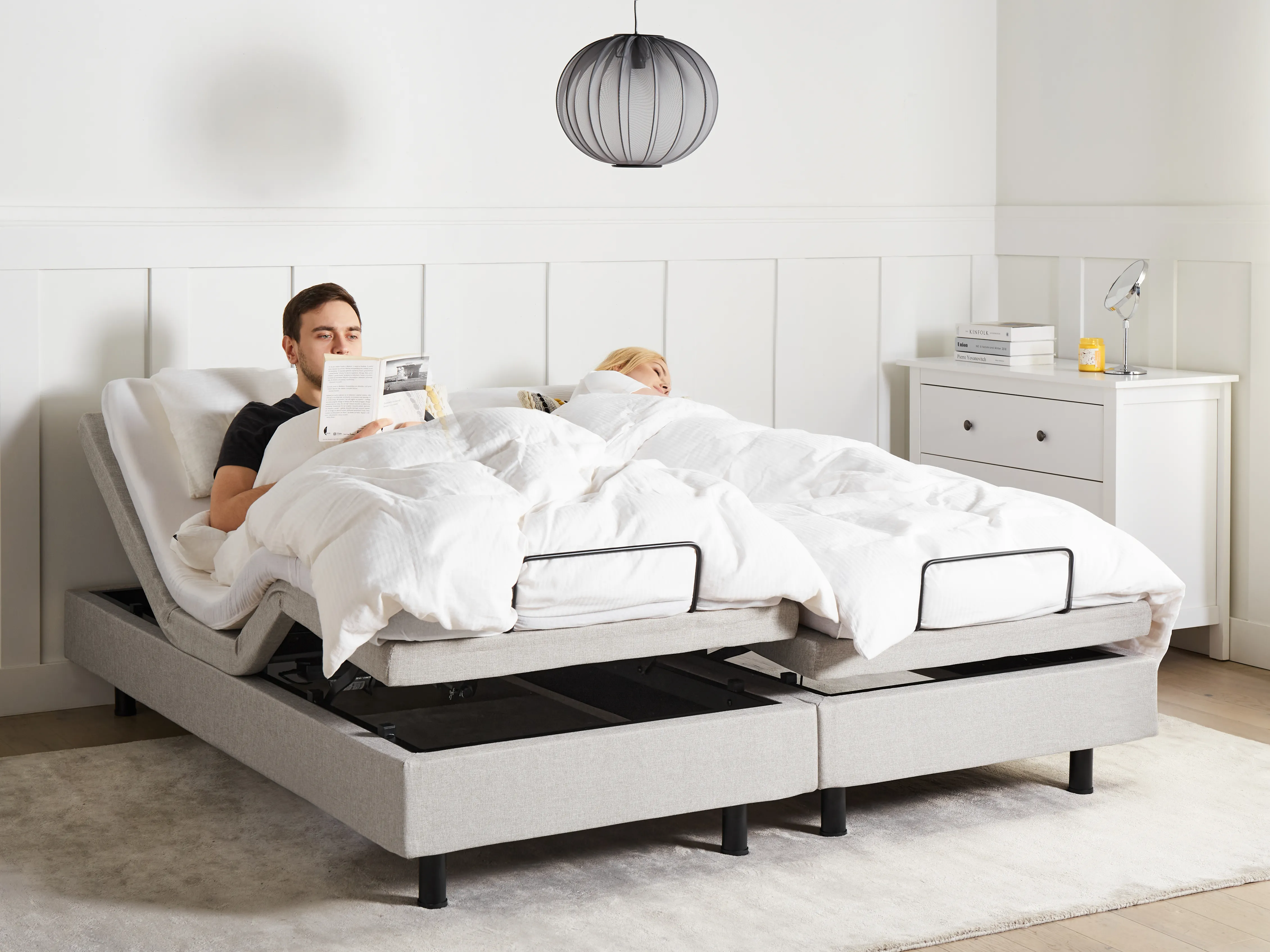 Verstelbaar bed zonder hoofdbord Stof DUKE 180 x 200 cm Beige
