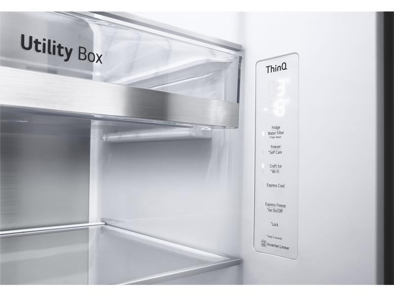 LG Foodcenter GSXV90MCDE Matte Black Steel Side by Side Kühlgerät mit Fenster und Innenbeleuchtung