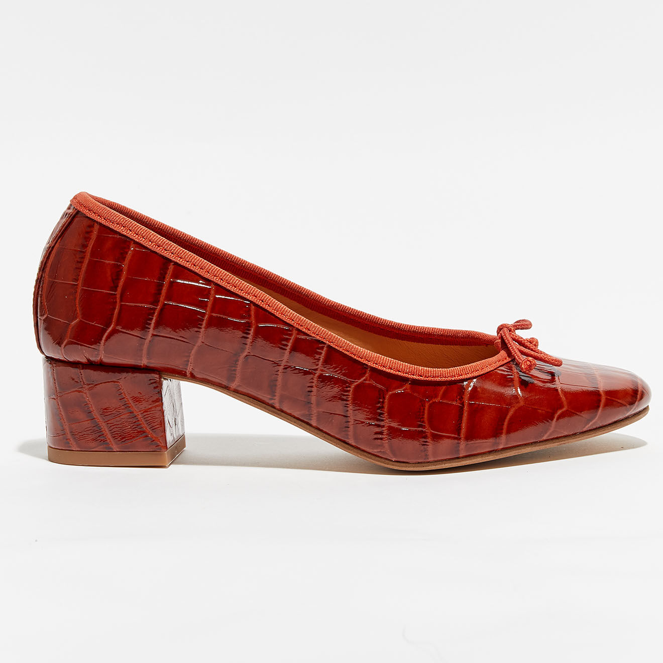 Quartier Latin Ballerines en Cuir croco Albane rouges - Talon 4 cm