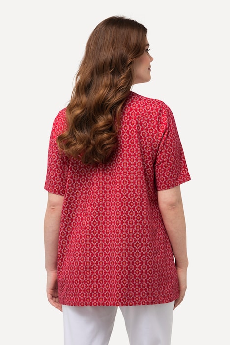 Trachten-Shirt, A-Linie, V-Ausschnitt, Zierfalten, Halbarm