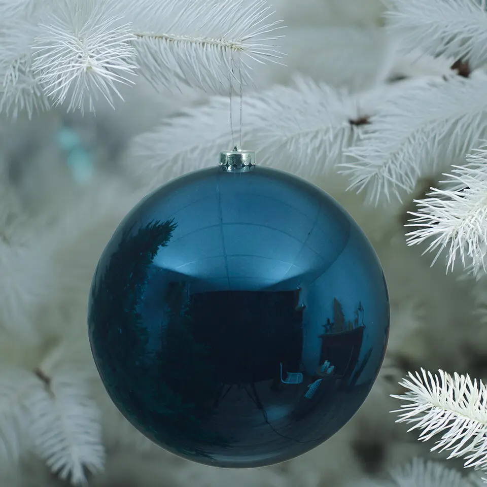 Decoris Kerstbal - donkerblauw - groot - kunststof - 20 cm