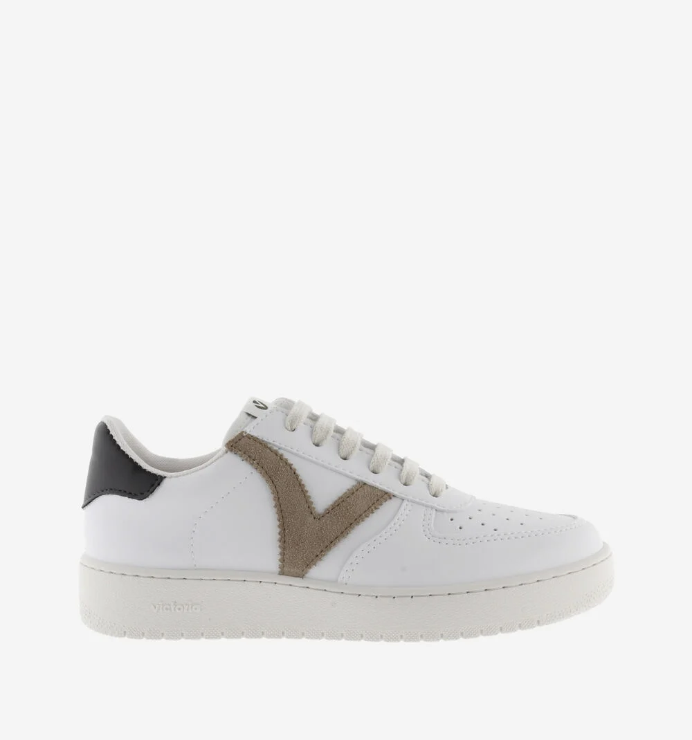 MADRID EFFET CUIR CONTRASTANT Baskets sport unisexe STONE