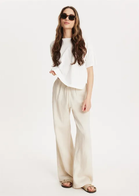 Broek met structuur off-white (ECRU)