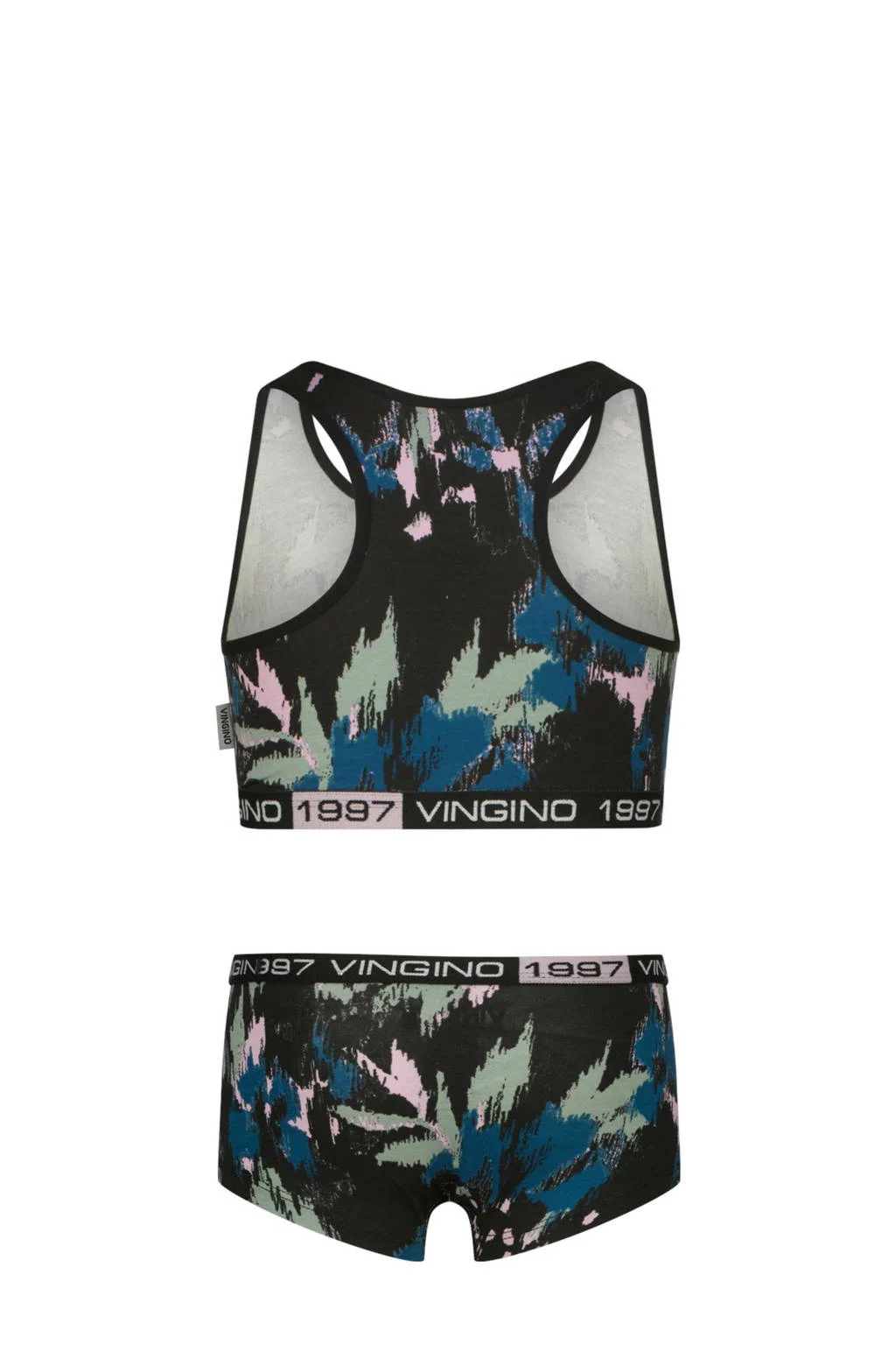 Vingino bh top + short zwart/blauw
