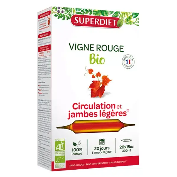 Superdiet Organic Red Vine 20 ampolas