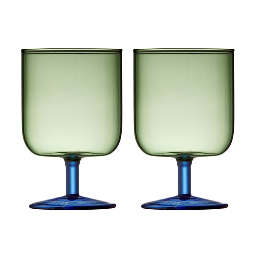 Lyngby Glas Torino 2-pak Vinglas, Grøn/ Blå, 30 cl