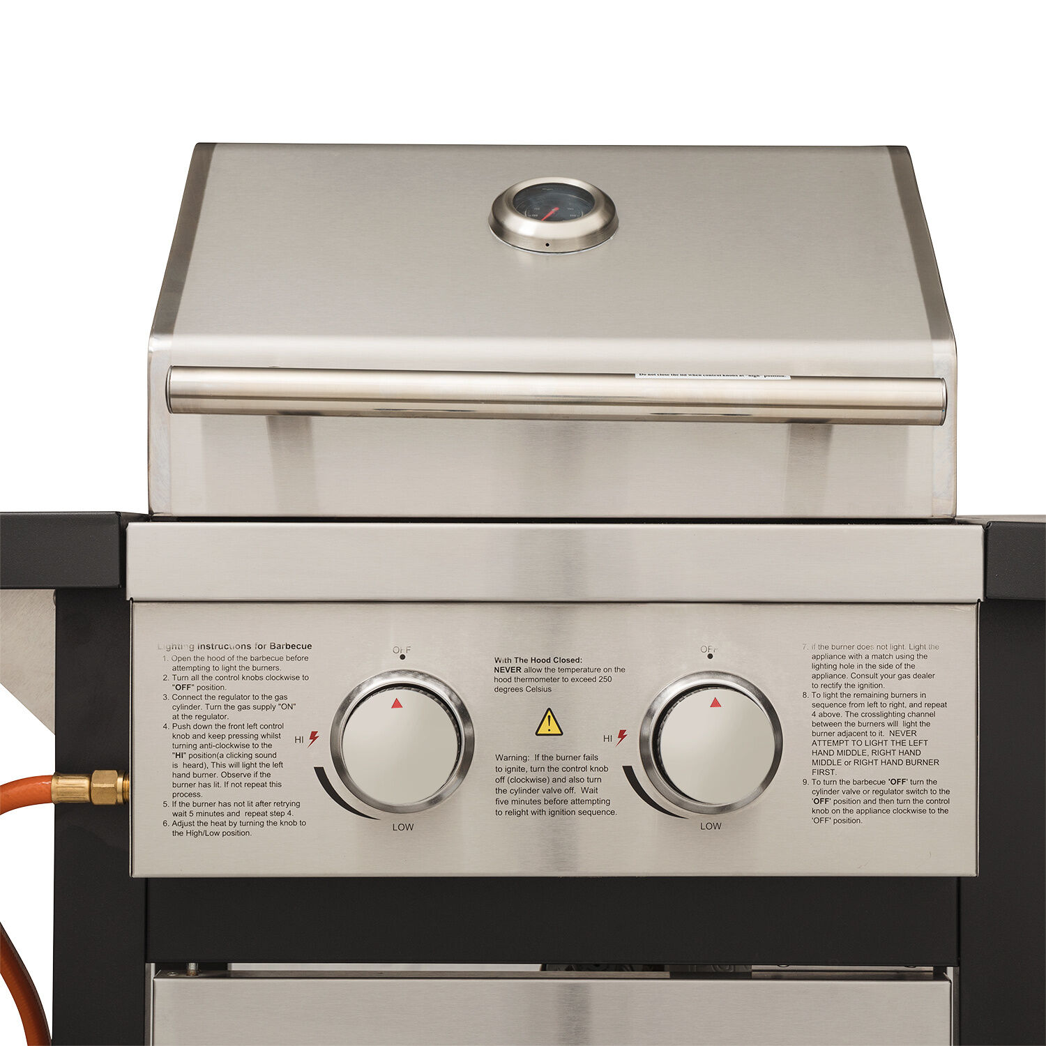 Edelstahl Gasgrill mit 2 Brennern