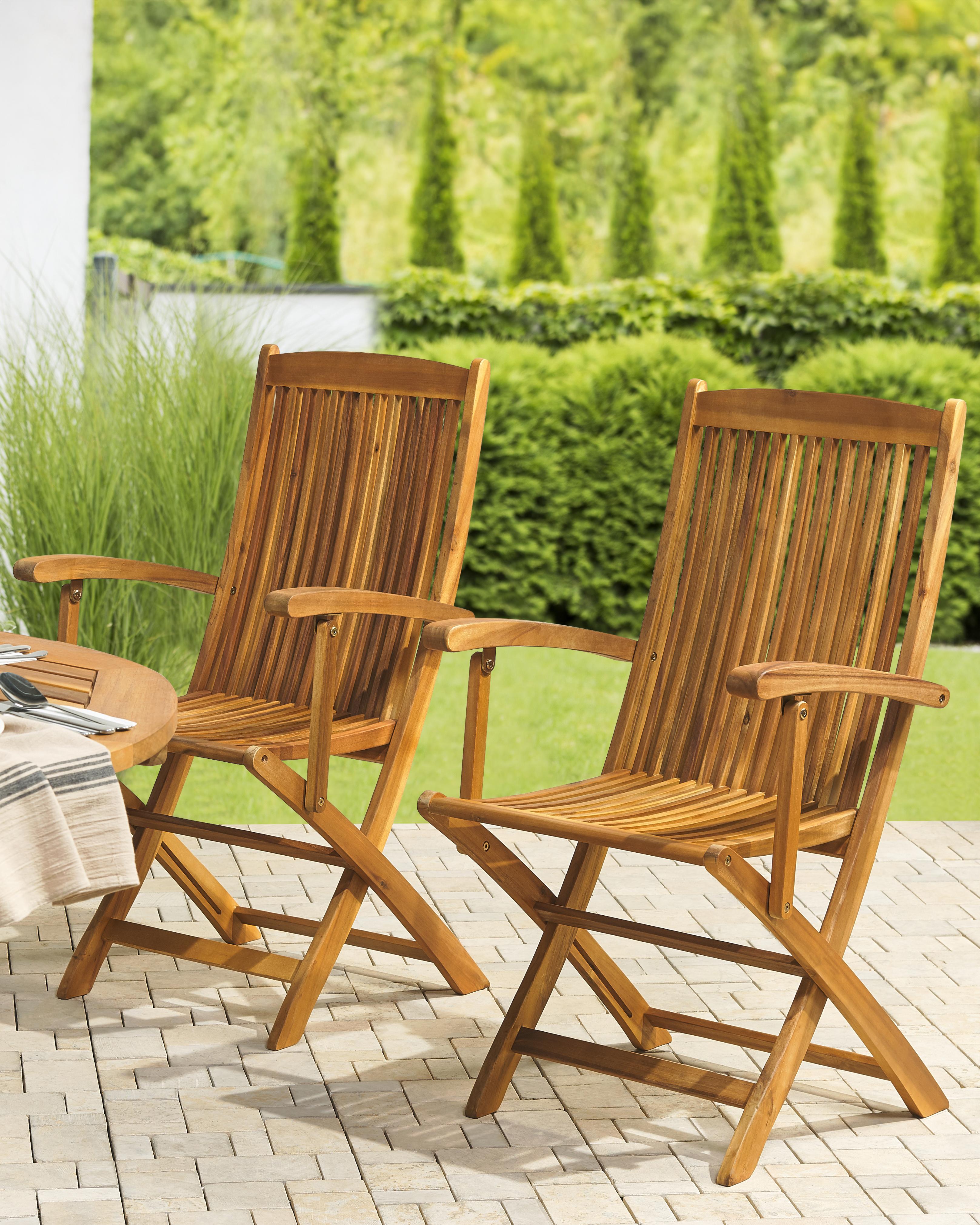 Set van 2 tuinstoelen MAUI Acaciahout Lichtbruin