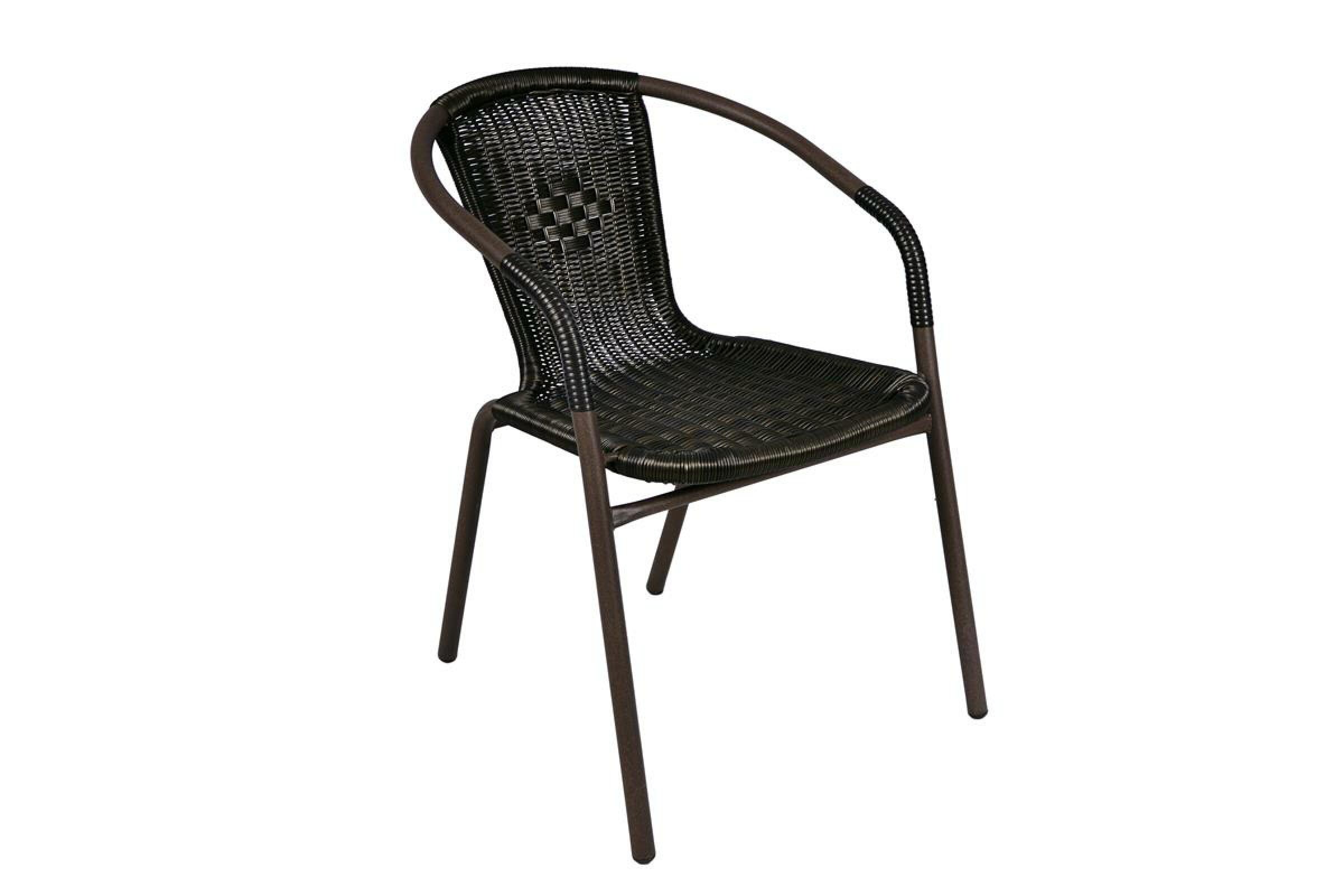 VCM Bistrostuhl dunkel-braun Stapelstuhl Balkonstuhl Gartenstuhl Poly-Rattan Stahl