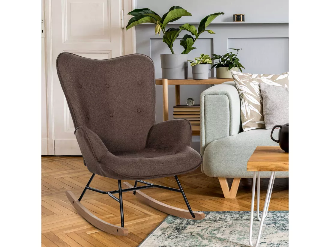 Chaise à bascule - Tissu & Métal - Marron - Sanka