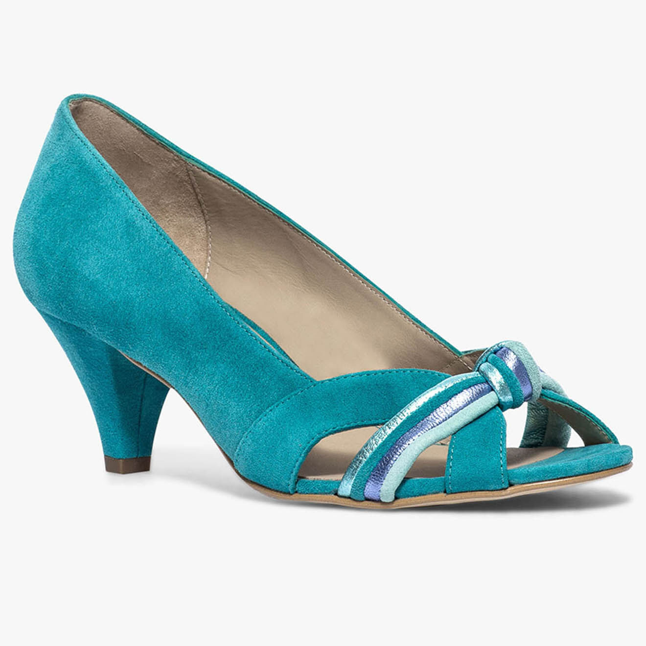 Bocage Escarpins en Velours de Cuir Didier turquoise - Talon 6 cm