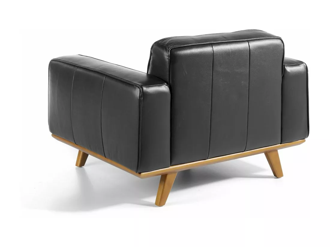 Fauteuil en cuir pieds bois massif de frêne