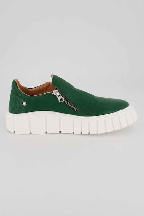 Leder-Slip-Ons, Zipper, Wechselfußbett, Komfortweite