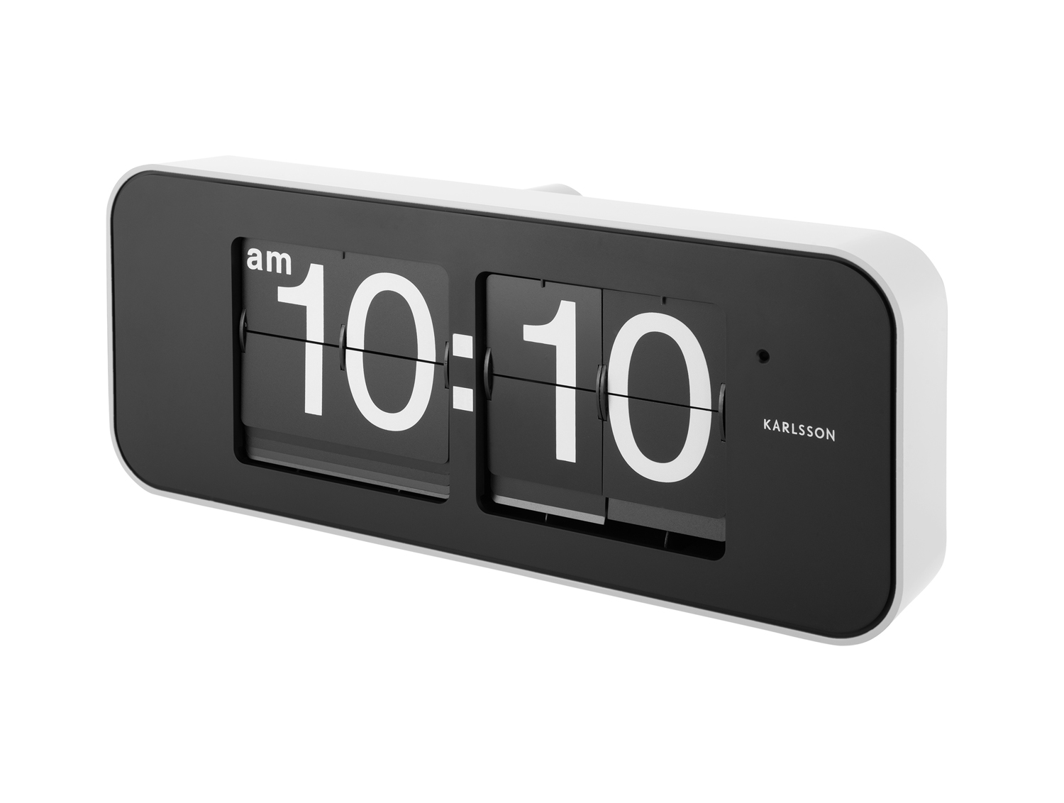 Wall clock Wide Flip white casing, black dial
