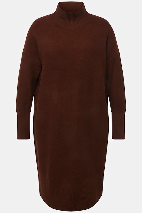 Strickkleid, Oversized, Stehkragen, Langarm, Midikleid