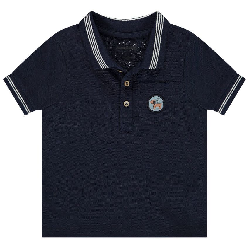 Polo manches courtes en piqué de coton pour bébé garçon - Bleu marine