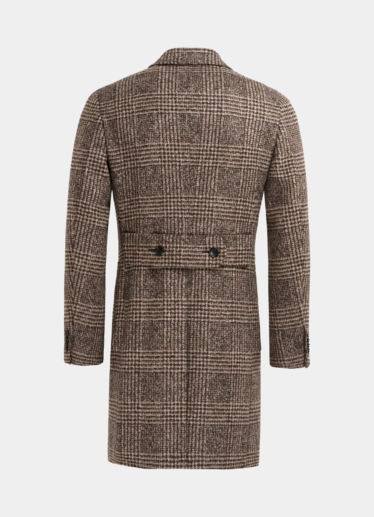 Manteau long marron à carreaux