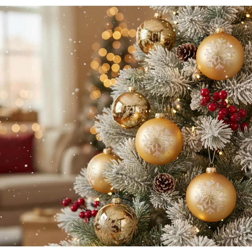 Krebs Kerstballen - 9 stuks - goud - gedecoreerd - glas - 7 cm