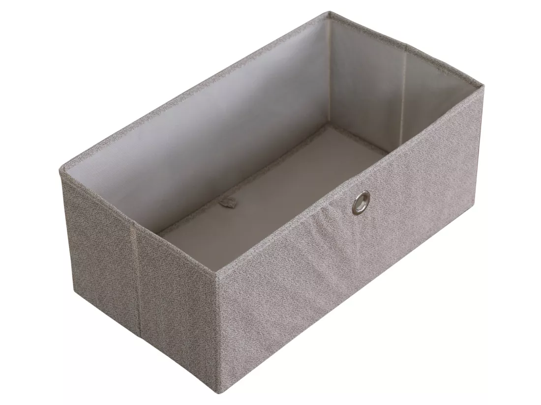 Meuble a tiroirs Bois Métal et Tissu Blanc Beige 1 étagère