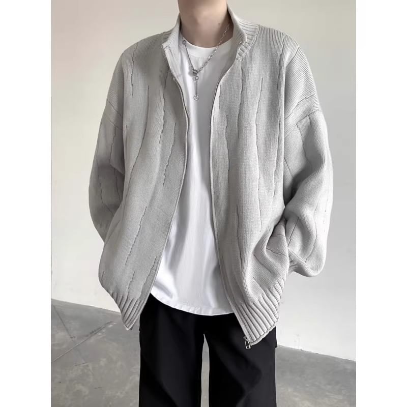 Real Boy - Effen cardigan met opstaande kraag en rits