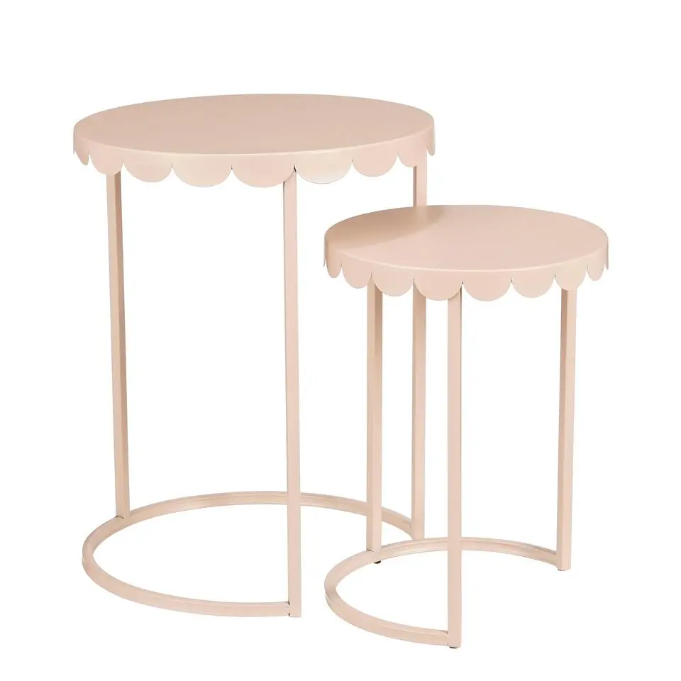 Mica Decorations Lara Bijzettafel - Set van 2 - H51 x Ø40 cm - Metaal
