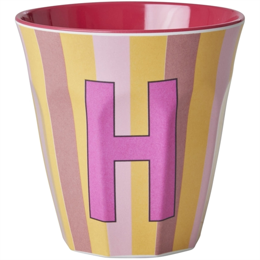 Pinkish Stripes Melamin Alfabet Kop - Rice