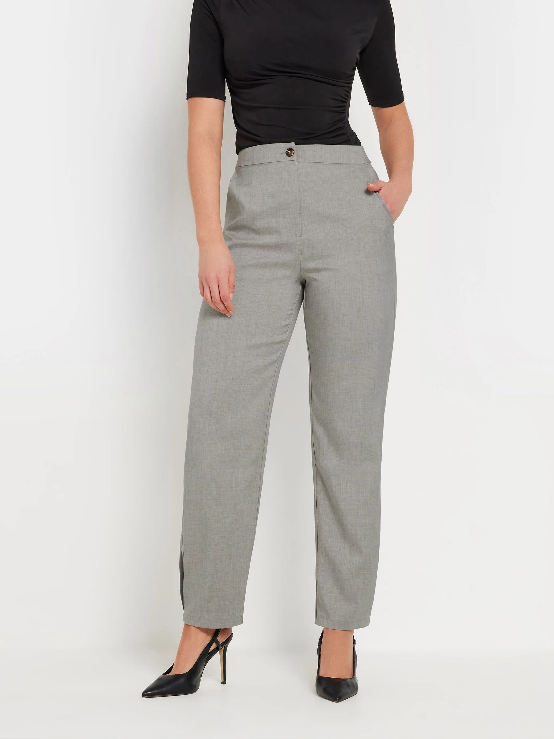 Grijs - Long Tall Sally Pleated Barrel Trousers