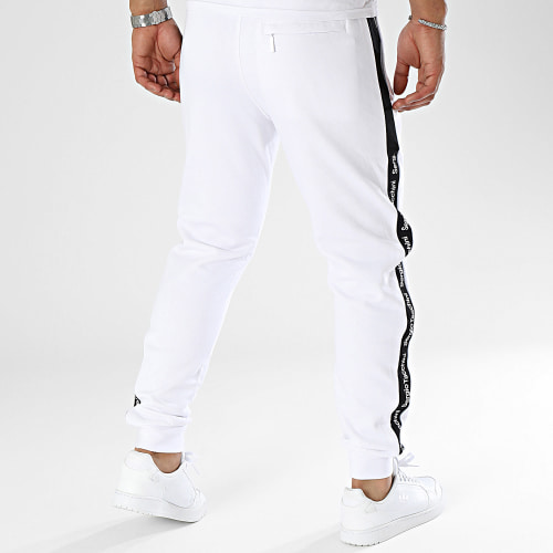 Pantalon Jogging A Bandes Side Fleece Blanc