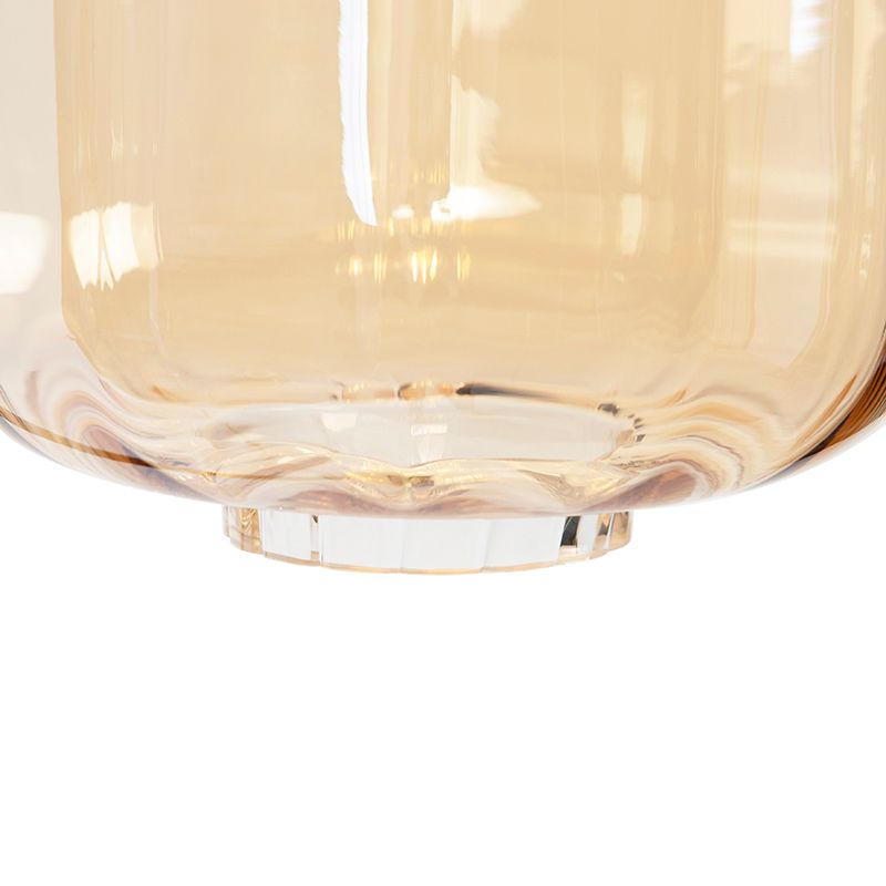 Design vloerlamp zwart met amber glas - Qara Down
