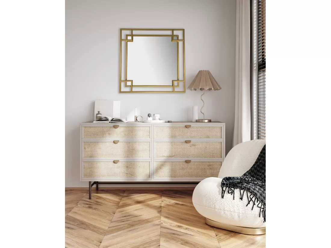 Miroir Murale Métal Carré Miroir Mur Couloir Grand Moderne Doré Cadre