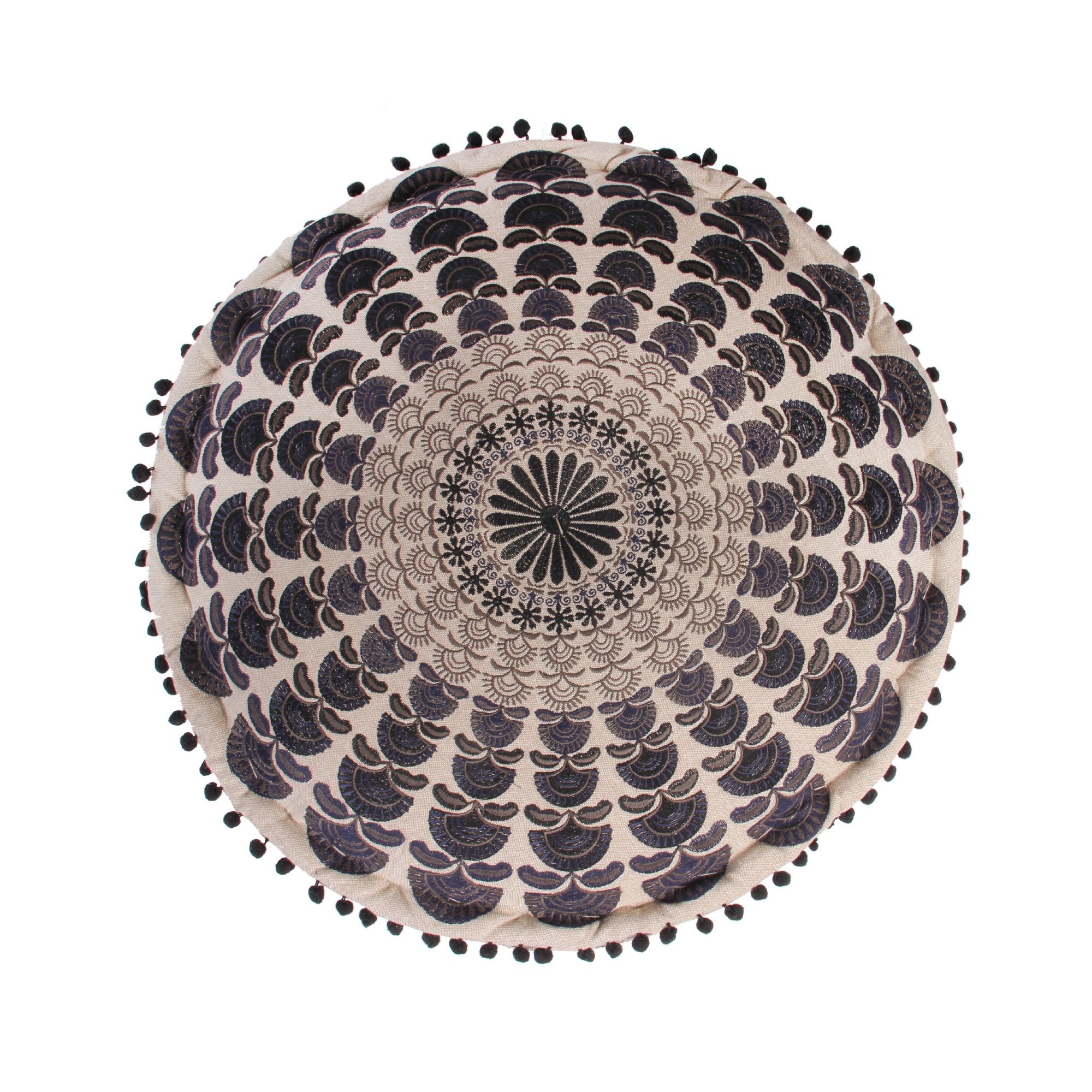Sitzpouf 'Bundi', beige, blau, Ø 60 cm, H 20 cm von fischer's lagerhaus