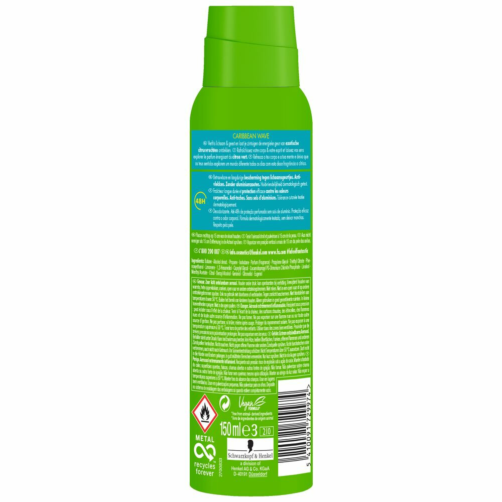6x Fa Deodorant Spray Caribbean Lemon150 ml