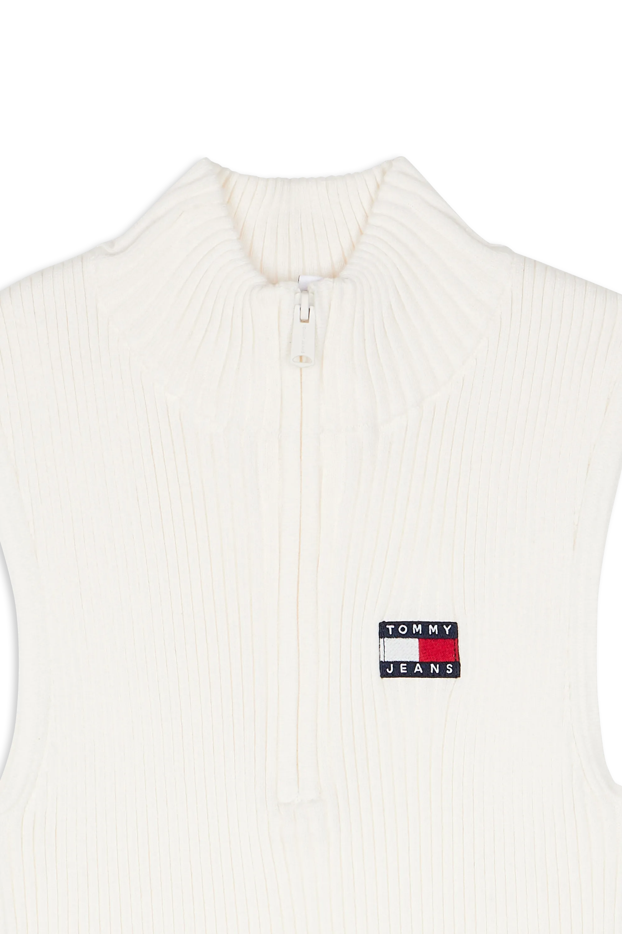 TOMMY JEANS Pull TJW 1/4 ZIP SL BADGE Blanc