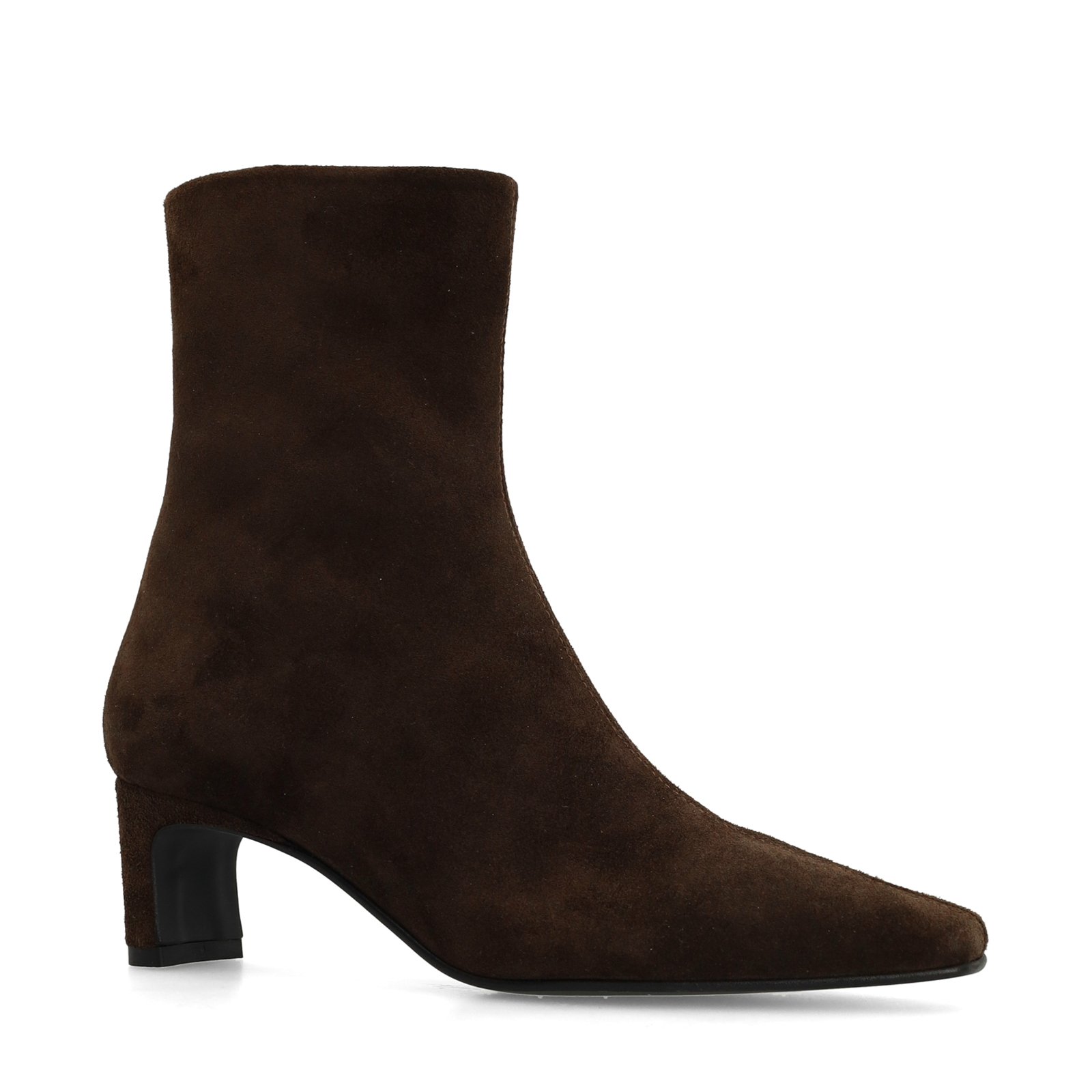 Bruine suède enkellaarsjes met hak