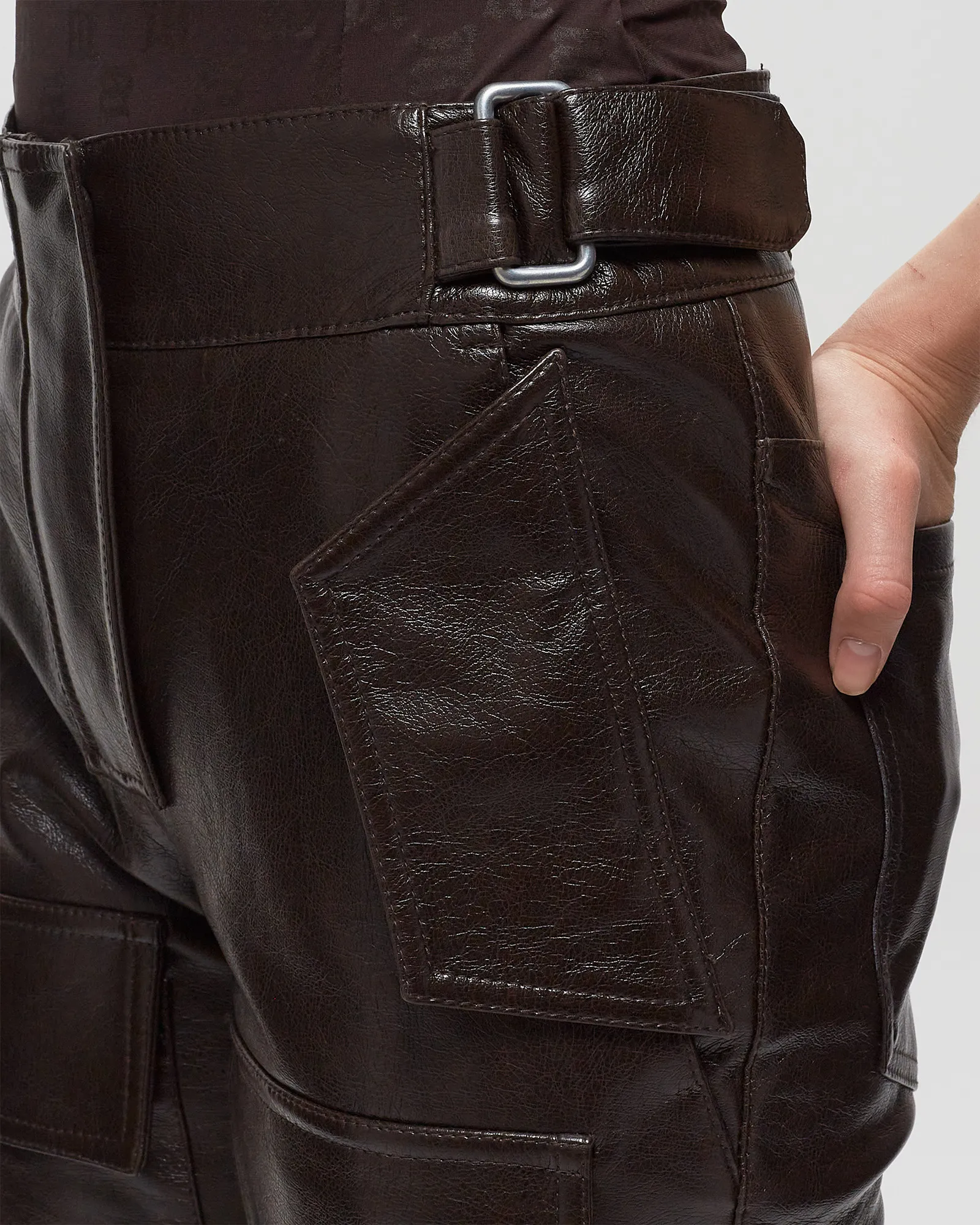 MISBHV FAUX LEATHER MOTO TROUSERS
