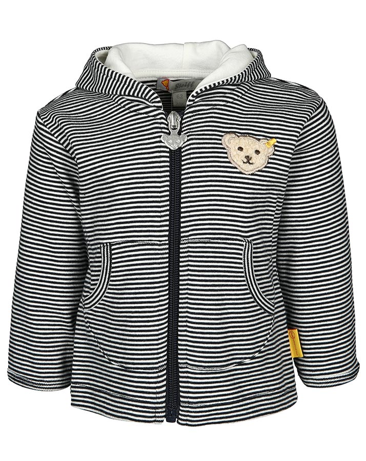 Kapuzenjacke BASIC geringelt in dunkelblau