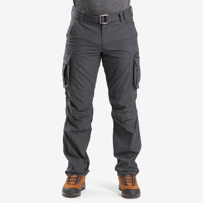 Decathlon Forclaz - Calça Cargo Masculina Forclaz para Viagem e Mochilão - TRAVEL 100 Cinza