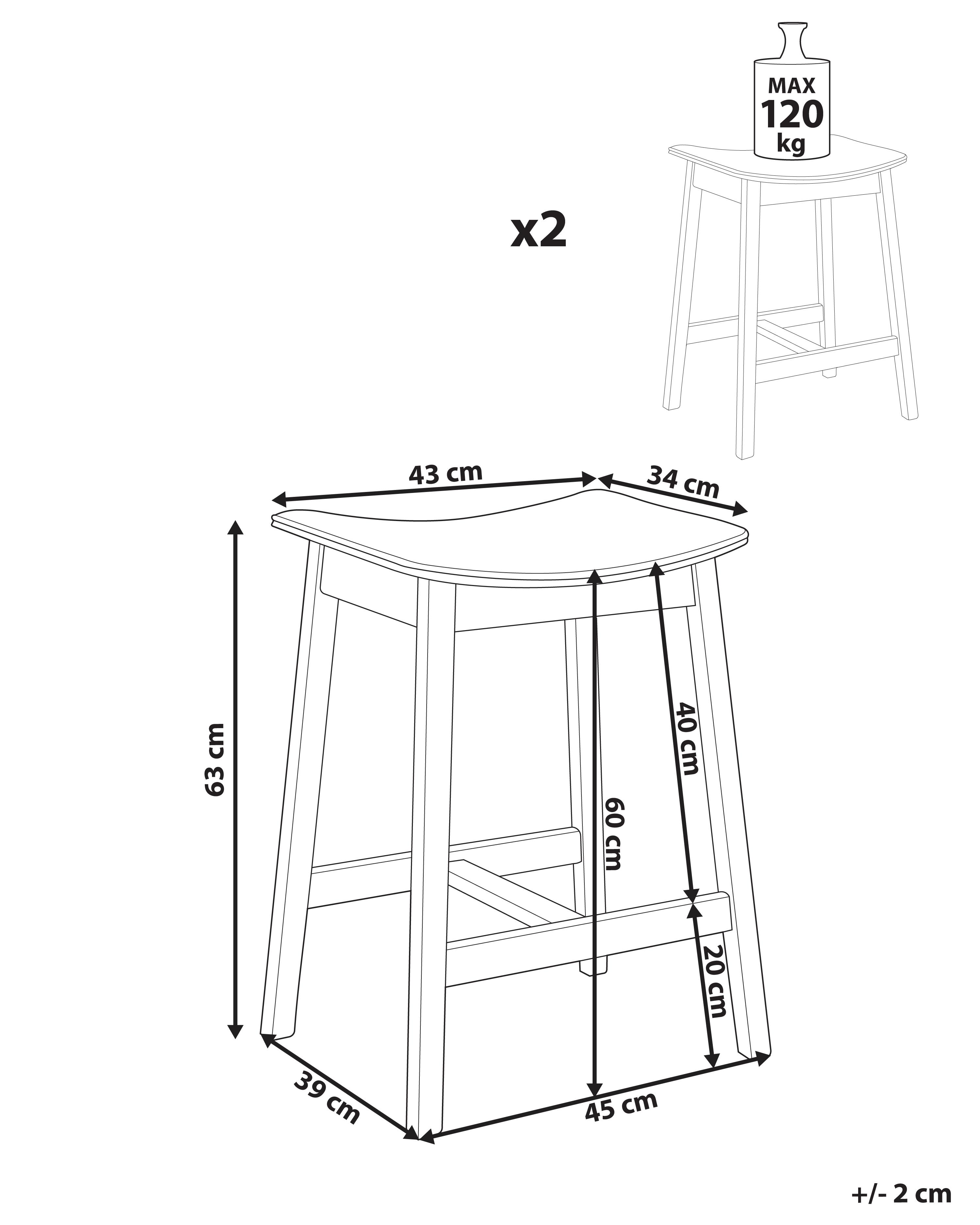 Set van 2 barkrukken DIXON Hout Lichtbruin/grijs