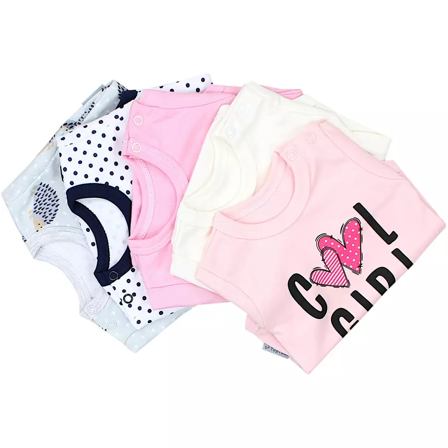 TupTam Mädchen Baby Body Langarm Unifarben 5er Pack rosapink