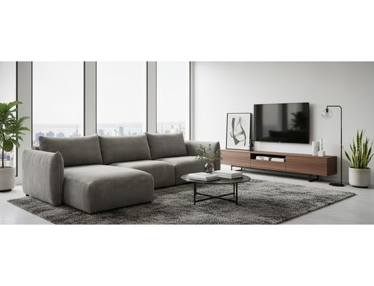CONCEPT1 - Canapé Farido angle gauche 294 x 112/173 x 84 gris clair