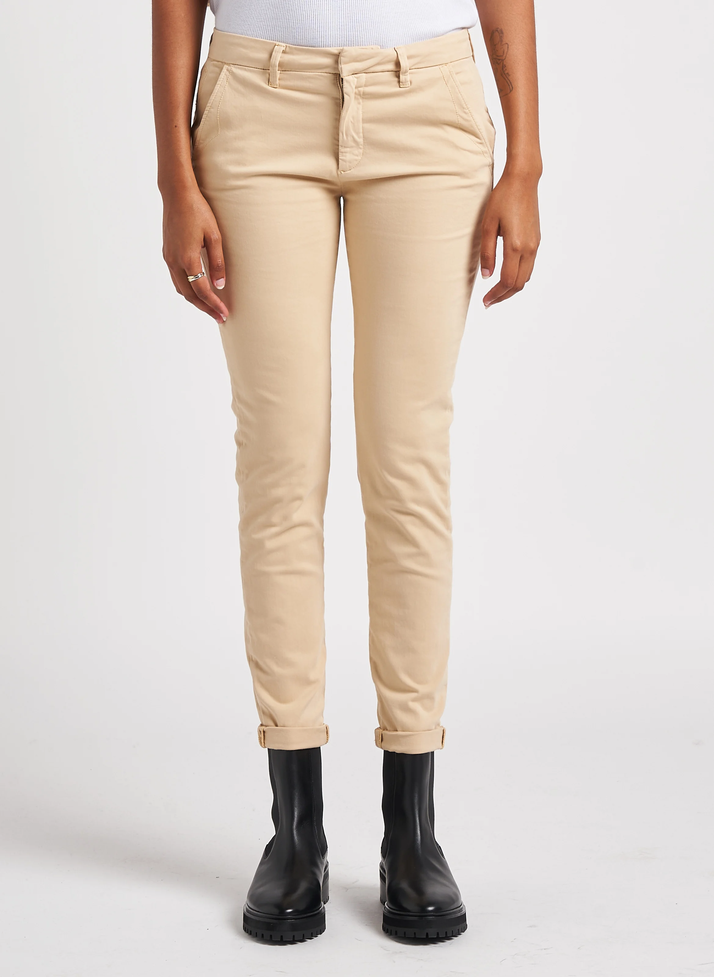 SANDY 2 BASIC - Pantalon chino en coton stretch | Beige