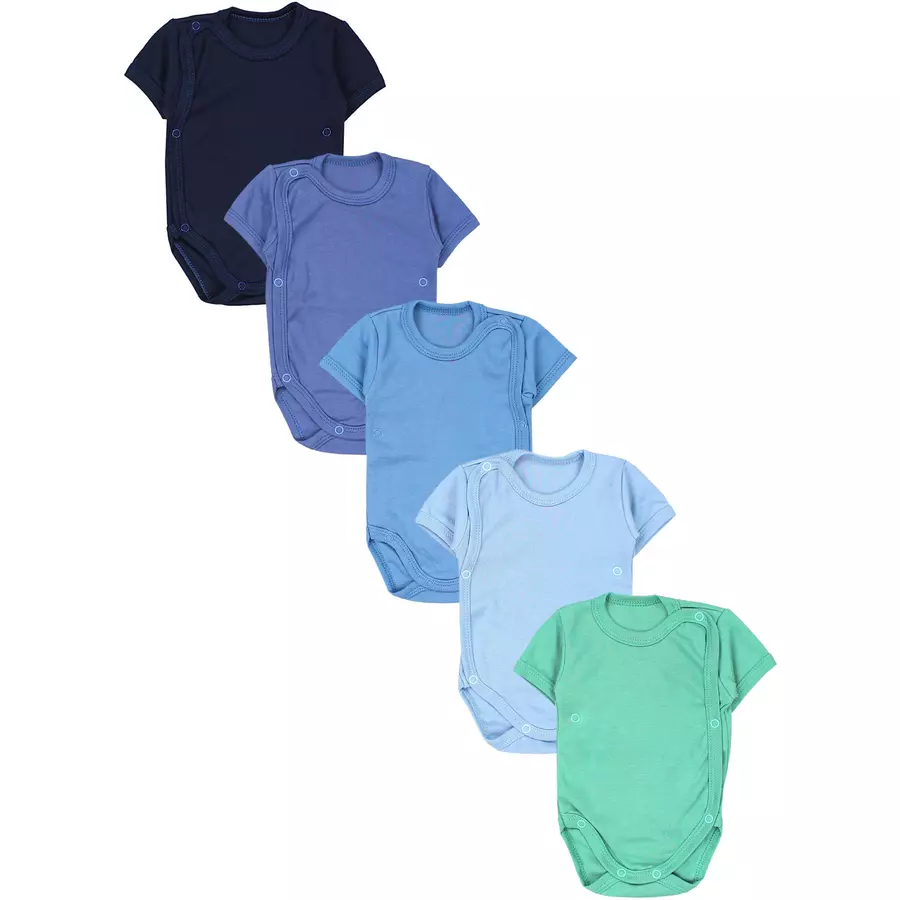 TupTam Baby Jungen Kurzarm Wickelbody 5er Set blaugrün
