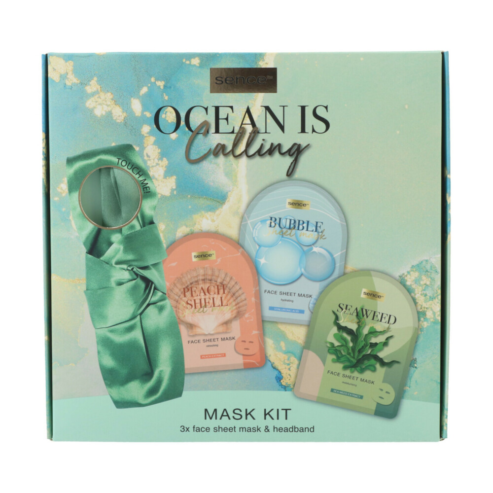 Sence Ocean Mask Kit Geschenkset Peach Shell Sheet Mask + Bubble Sheet Mask + Seaweed Sheet Mask + Hoofdband1 set