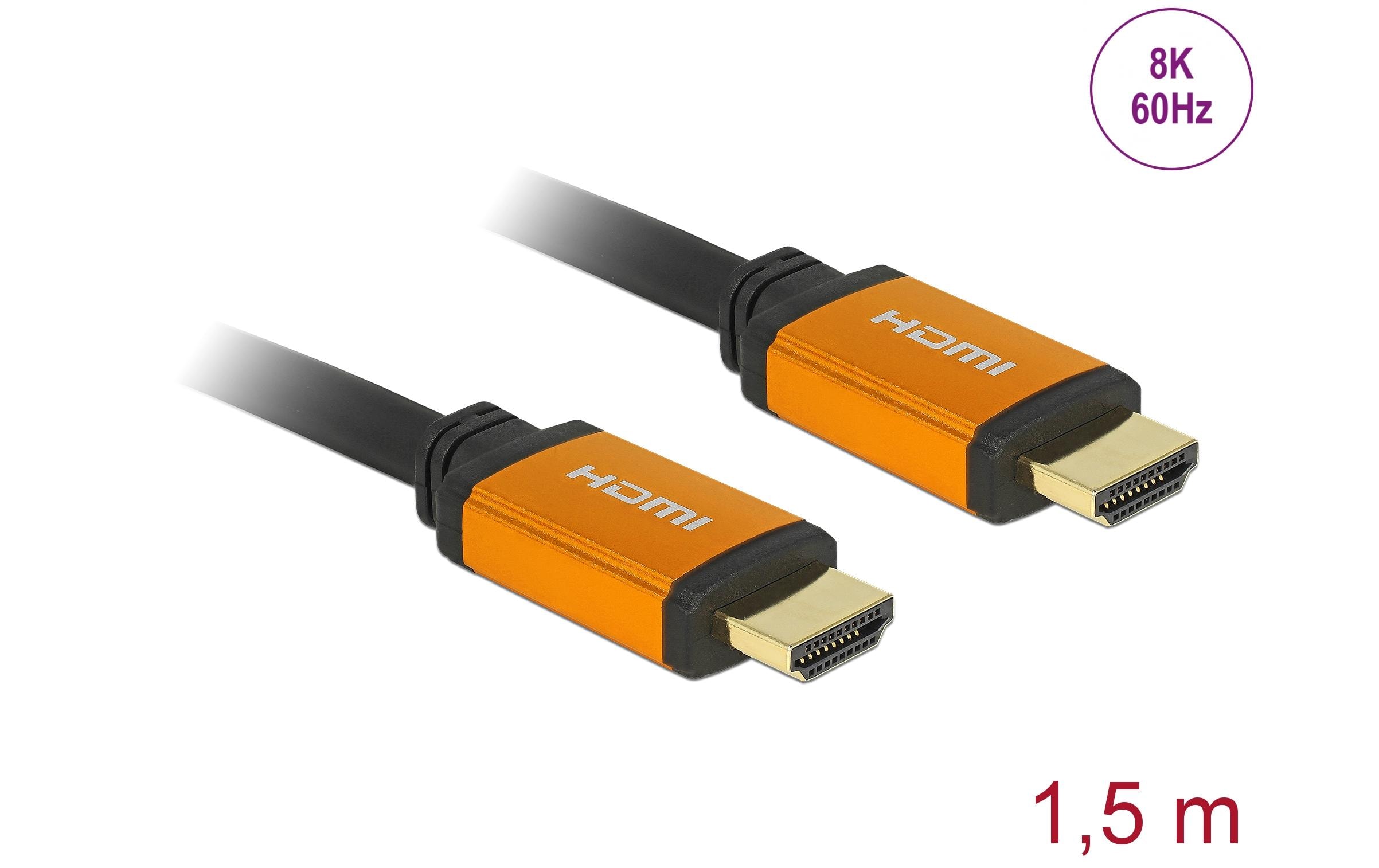 Kabel 8K 60Hz HDMI - HDMI, 1.5 mDelock High Speed HDMI Kabel 48 Gbps 8K 60 Hz 1.5 m