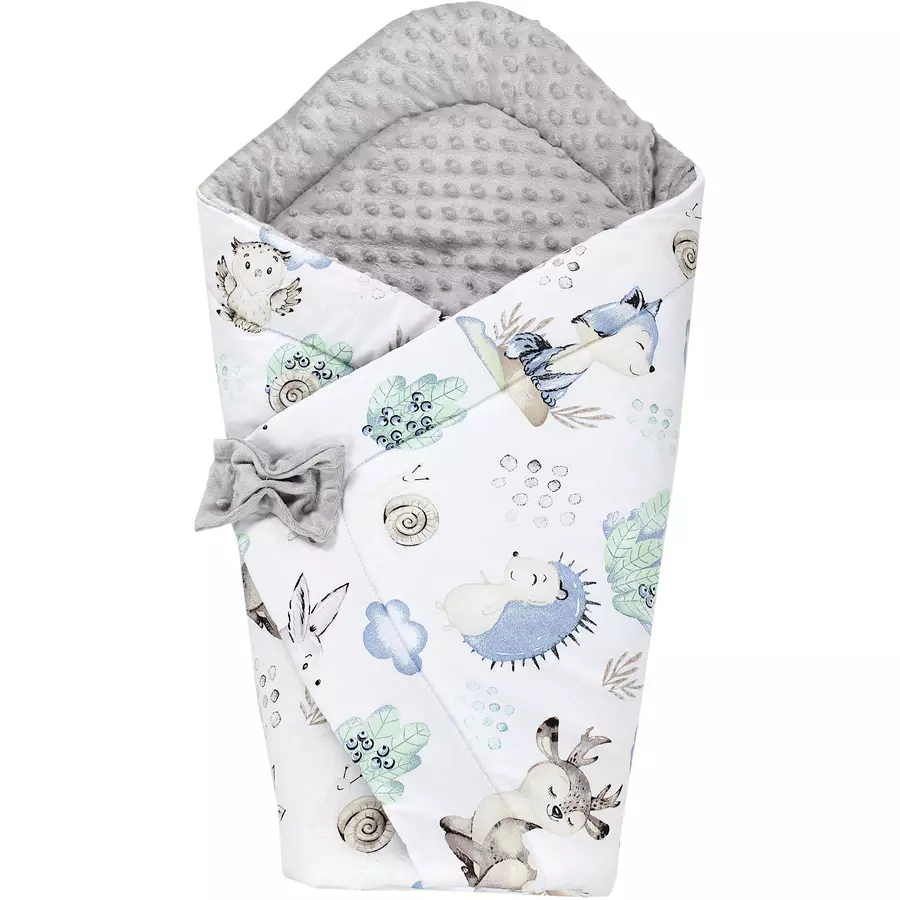 TupTam Baby Winter Einschlagdecke Warm Wattiert Minky blaugrau