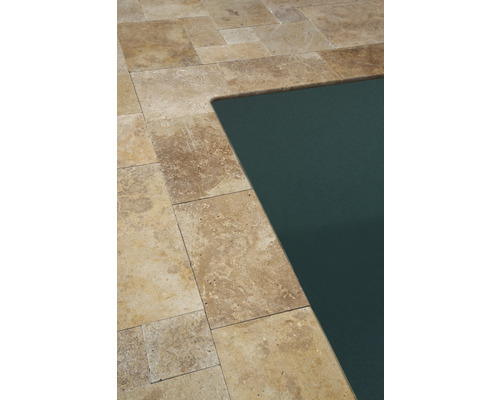 FLAIRSTONE Zwembadrandsteen Napoli element recht bruin 1 lange zijde afgerond 61x35 x 3 cm